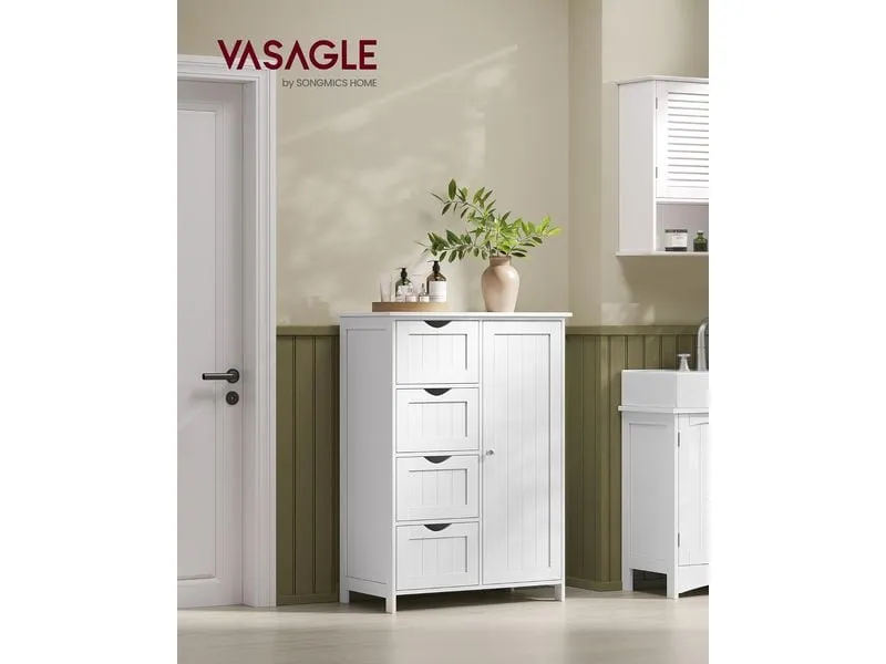 VASAGLE Badezimmerschrank 55 x 82 cm, Weiss
