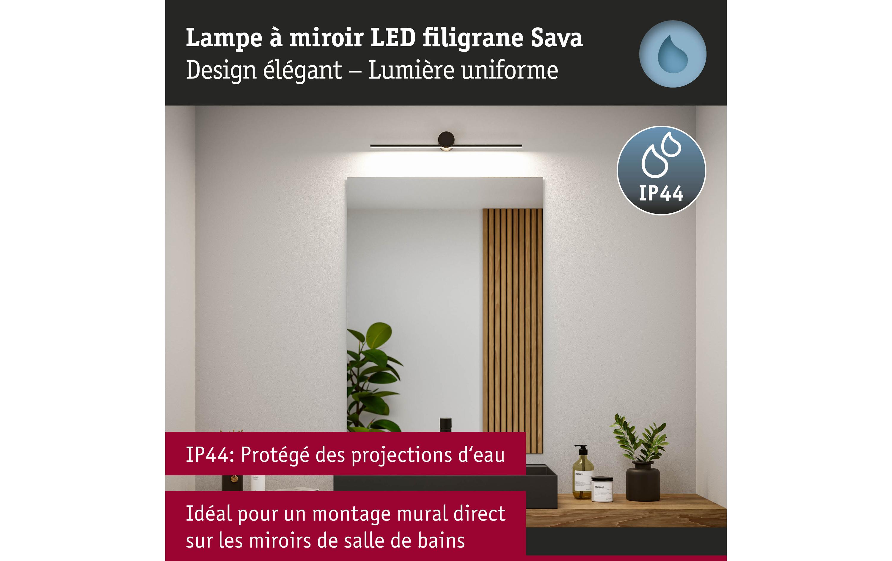 Paulmann Spiegelleuchte LED Sava 5W Schwarz