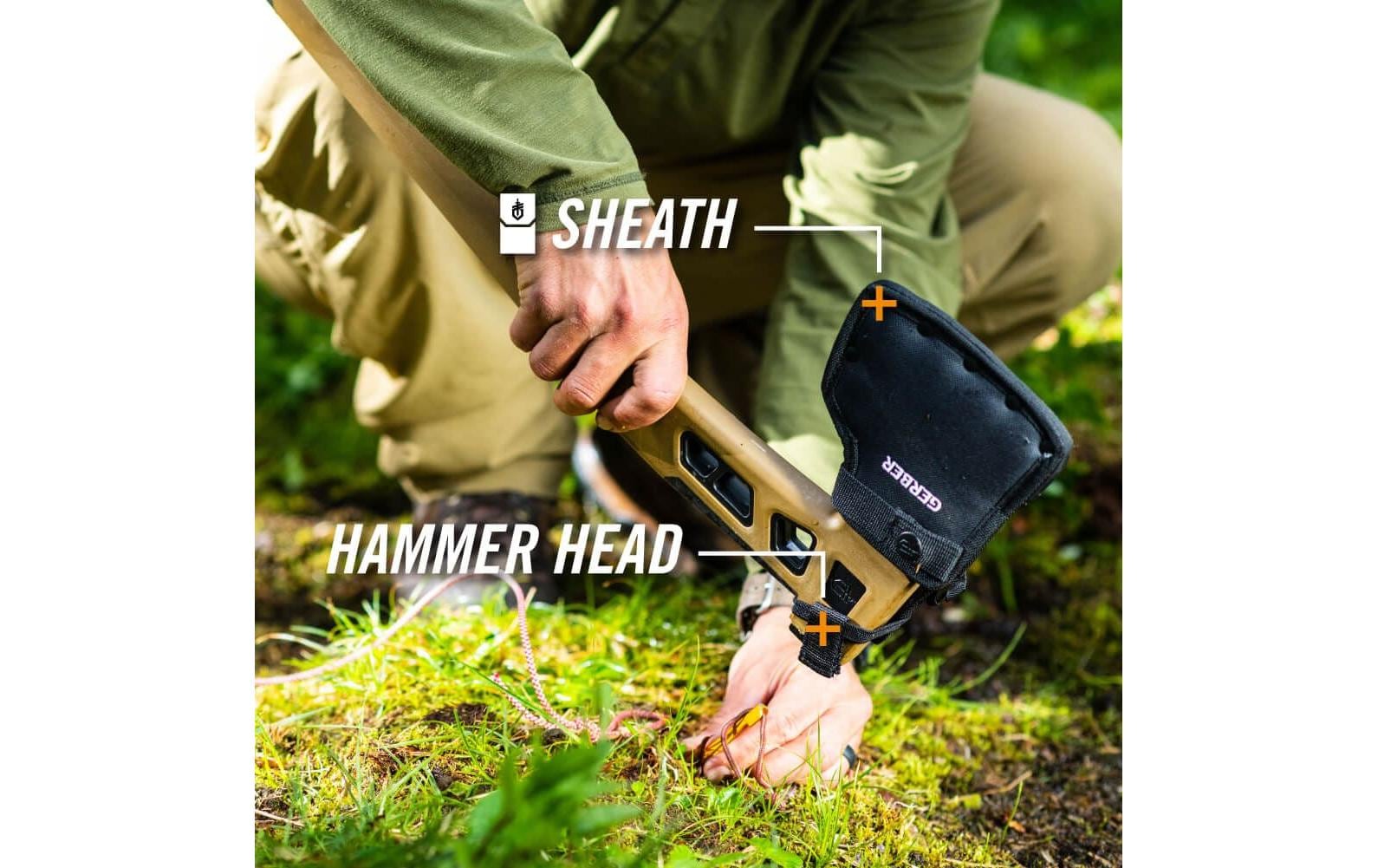 Gerber Survivalaxt BUSHCRAFT Coyote, Hammerkopf, Paracord