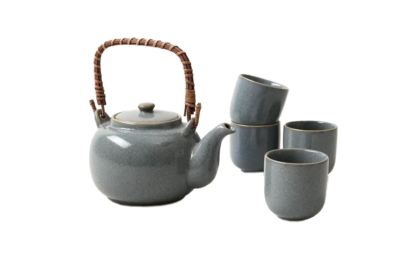 Esmée Tee-Set Japandi Krug & 4 Tassen 0.7 l, Blaugrau Esmée Tee-Set Japandi Krug & 4 Tassen 0.7 l, Blaugrau