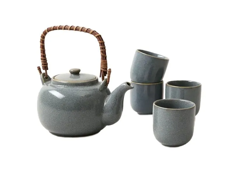 Esmée Tee-Set Japandi Krug & 4 Tassen 0.7 l, Blaugrau Esmée Tee-Set Japandi Krug & 4 Tassen 0.7 l, Blaugrau