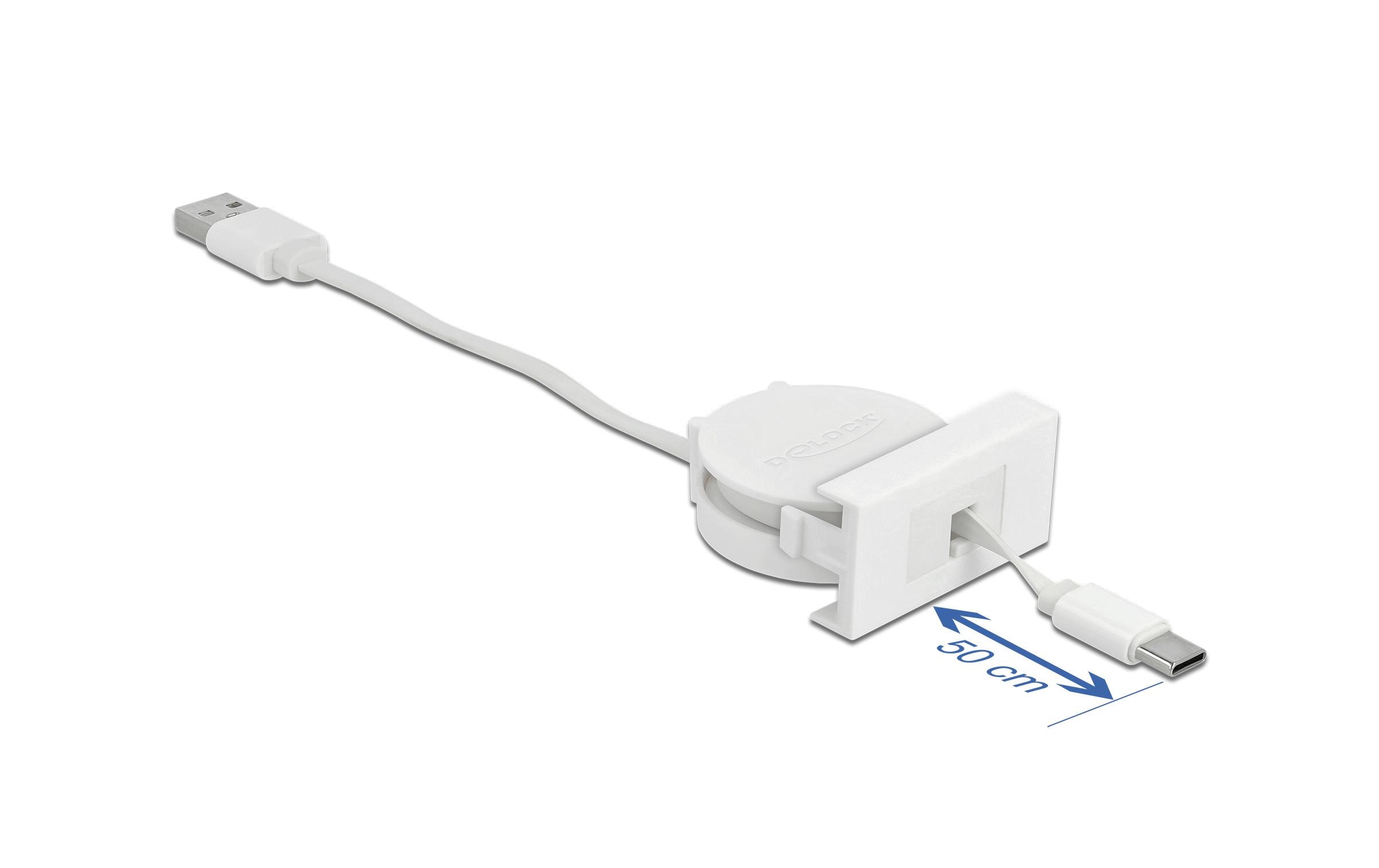 Delock Easy 45 Modul USB 2.0 Ausrollkabel USB Typ-A zu USB Type-C Delock Easy 45 Modul USB 2.0 Ausrollkabel USB Typ-A zu USB Type-C