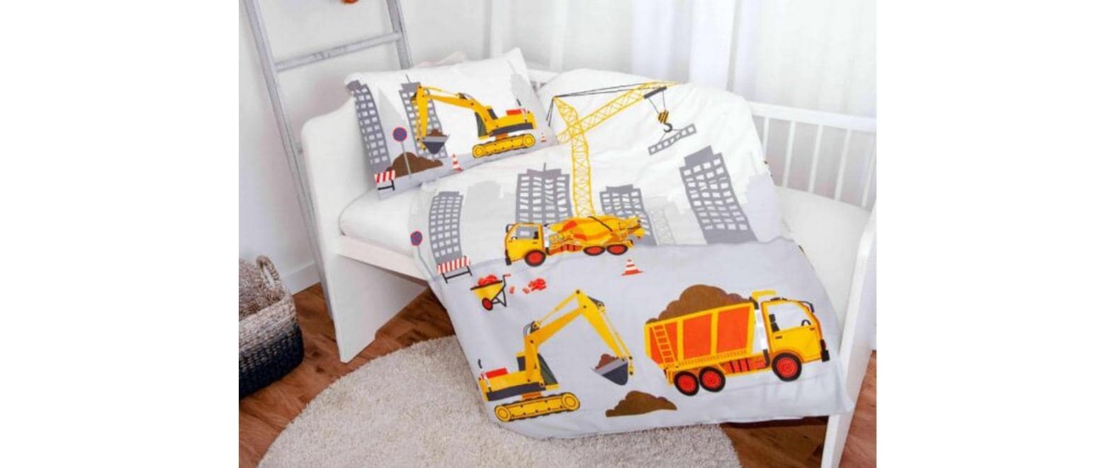 Herding Kinder Bettwäschegarnitur Baustelle, 100/135 cm+40/60 cm