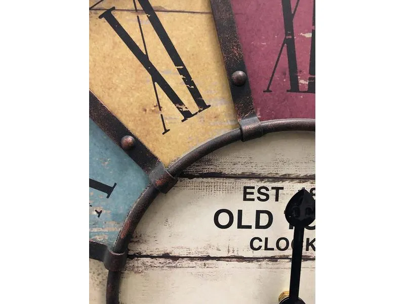TFA Dostmann Wanduhr Vintage XXL Old Town Ø 60.5 cm, Mehrfarbig