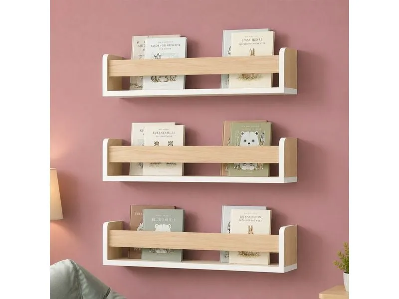 relaxdays Wandregal 3er Set MDF Hellbraun 58 cm relaxdays Wandregal 3er Set MDF Hellbraun 58 cm