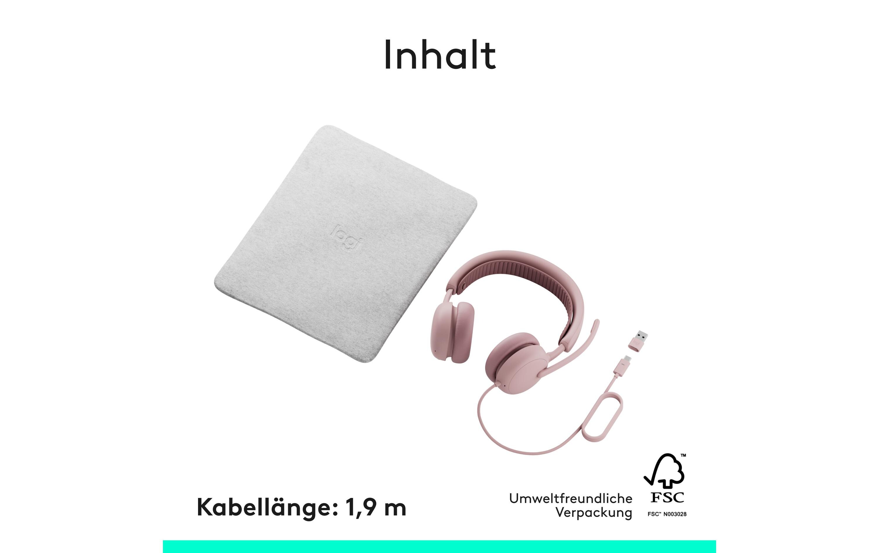Logitech Headset Zone Wired 2 Rosa