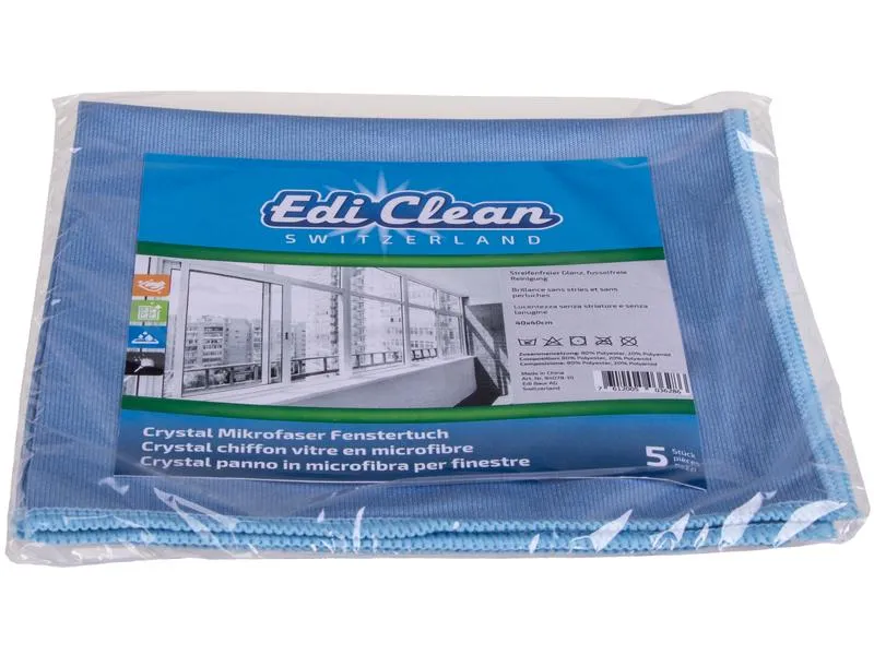 Edi Baur Fensterreinigungstuch Crystal 5 Stück, Blau