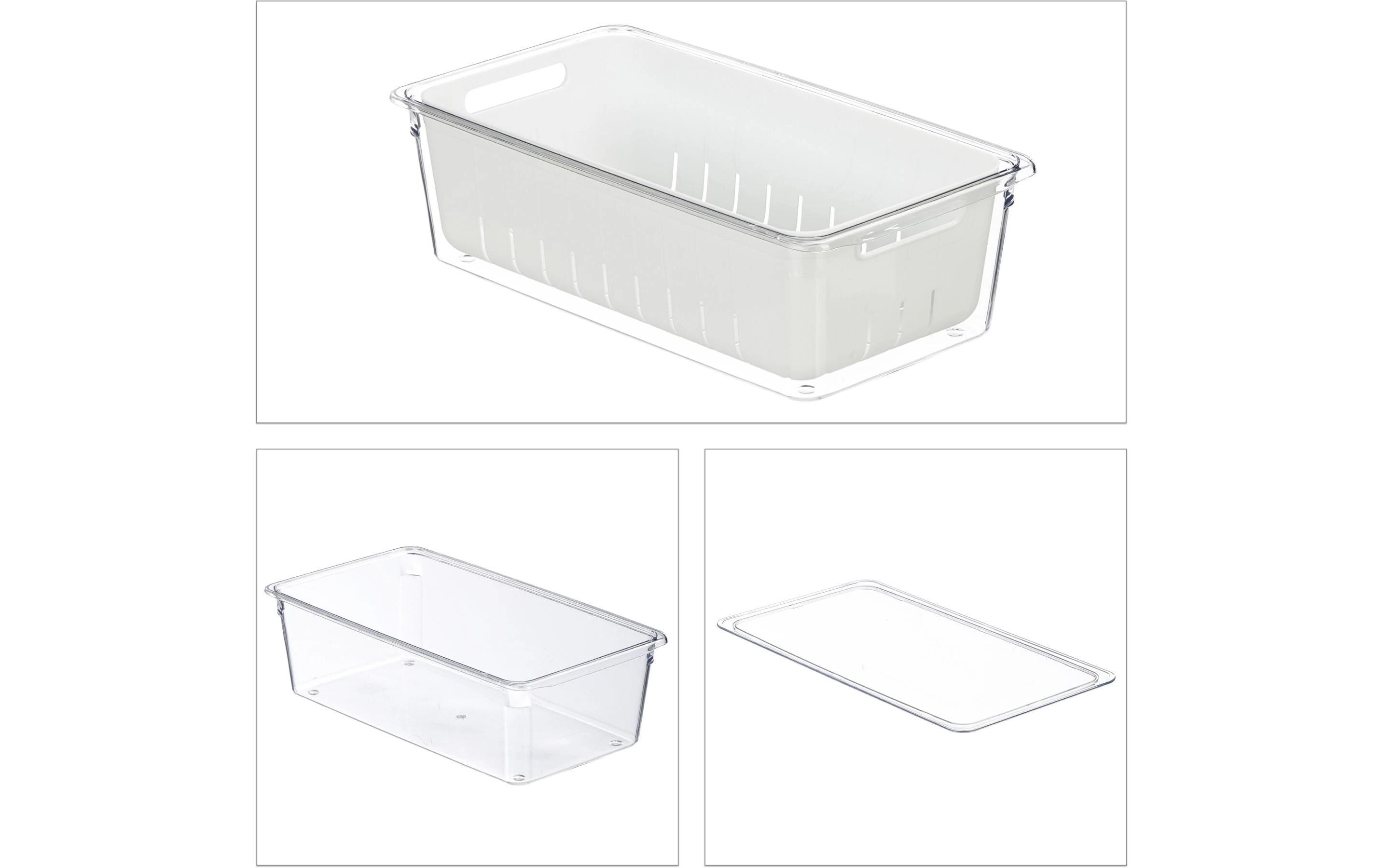 relaxdays Kühlschrankorganizer 600 g, 2 Stück, Transparent/Weiss