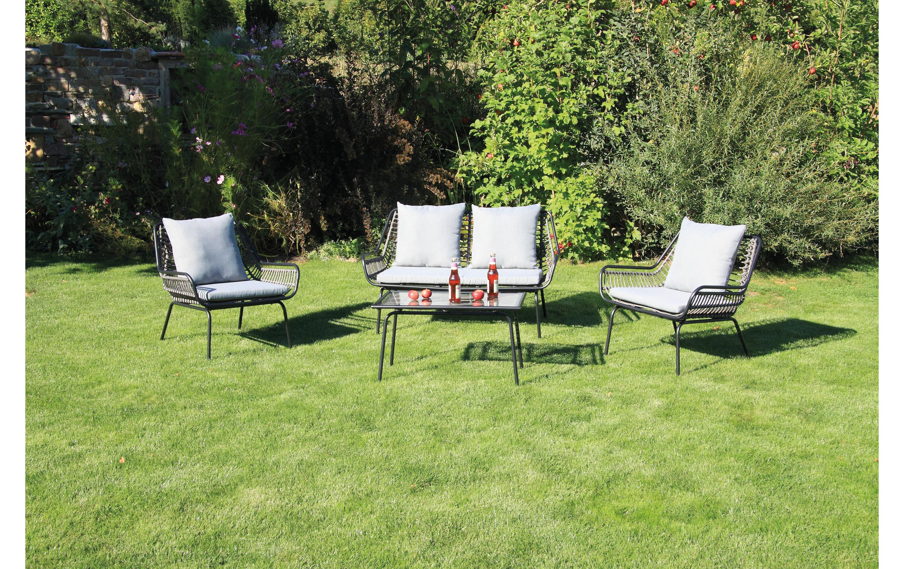 Acamp Loungeset Boston Grau/Schwarz, 4 Sitzplätze