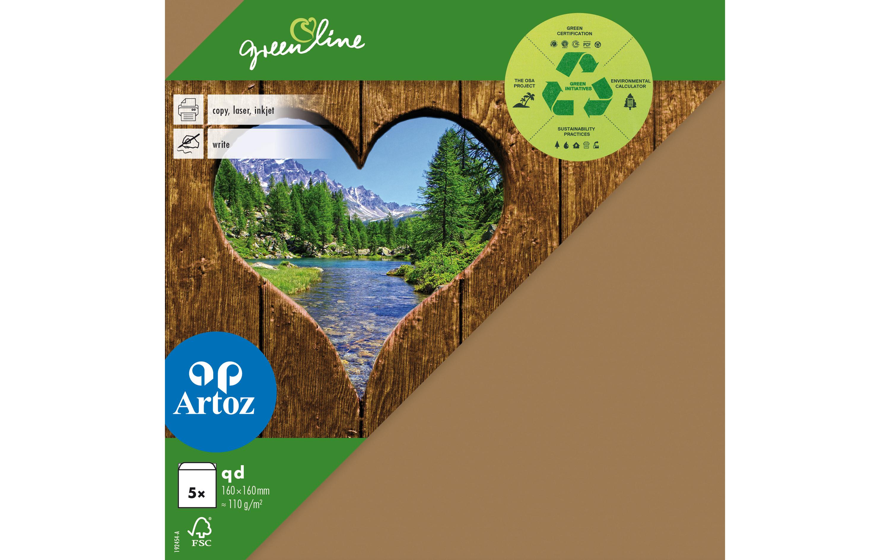 Artoz Couvert Green Line 16 x 16 cm, 5 Stück, Braun