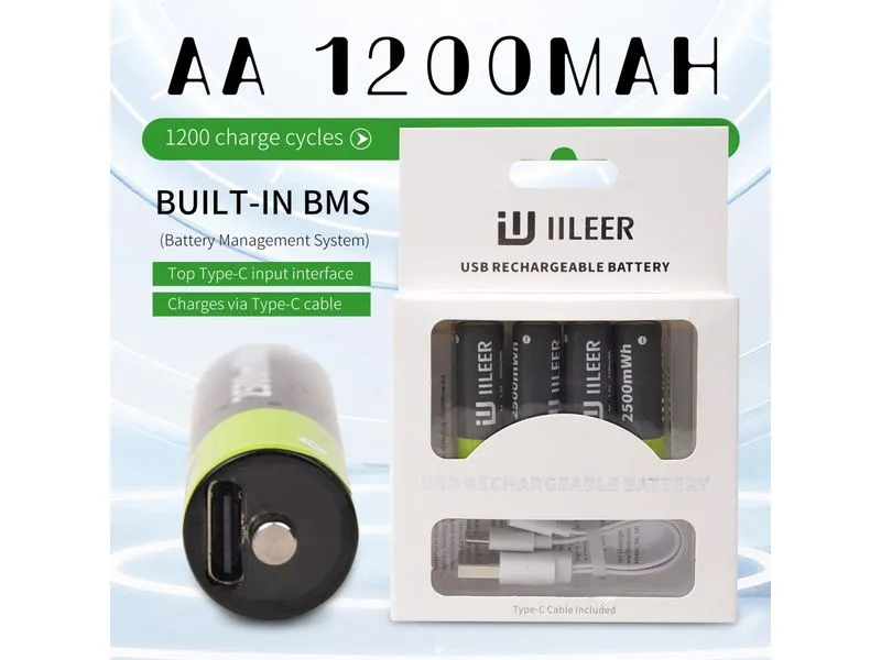 IILEER IILEER AA Lithium Akkus 1200 mAh 4 Stück IILEER IILEER AA Lithium Akkus 1200 mAh 4 Stück