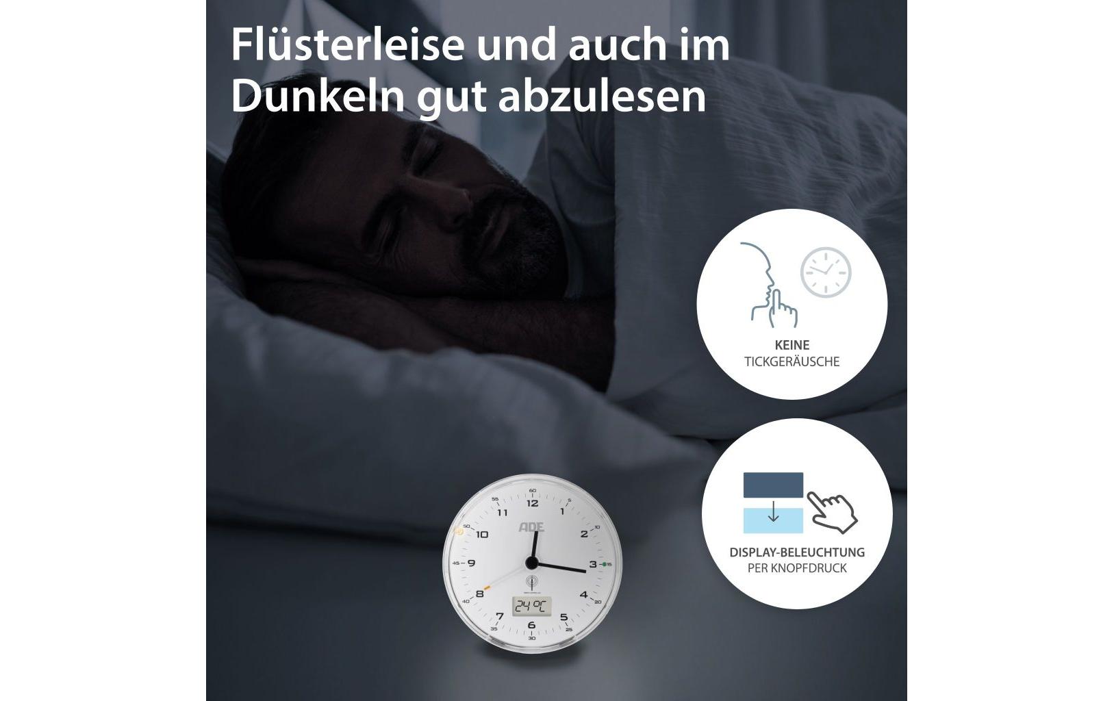 ADE Funkwecker 8.1 x 4 cm, Weiss