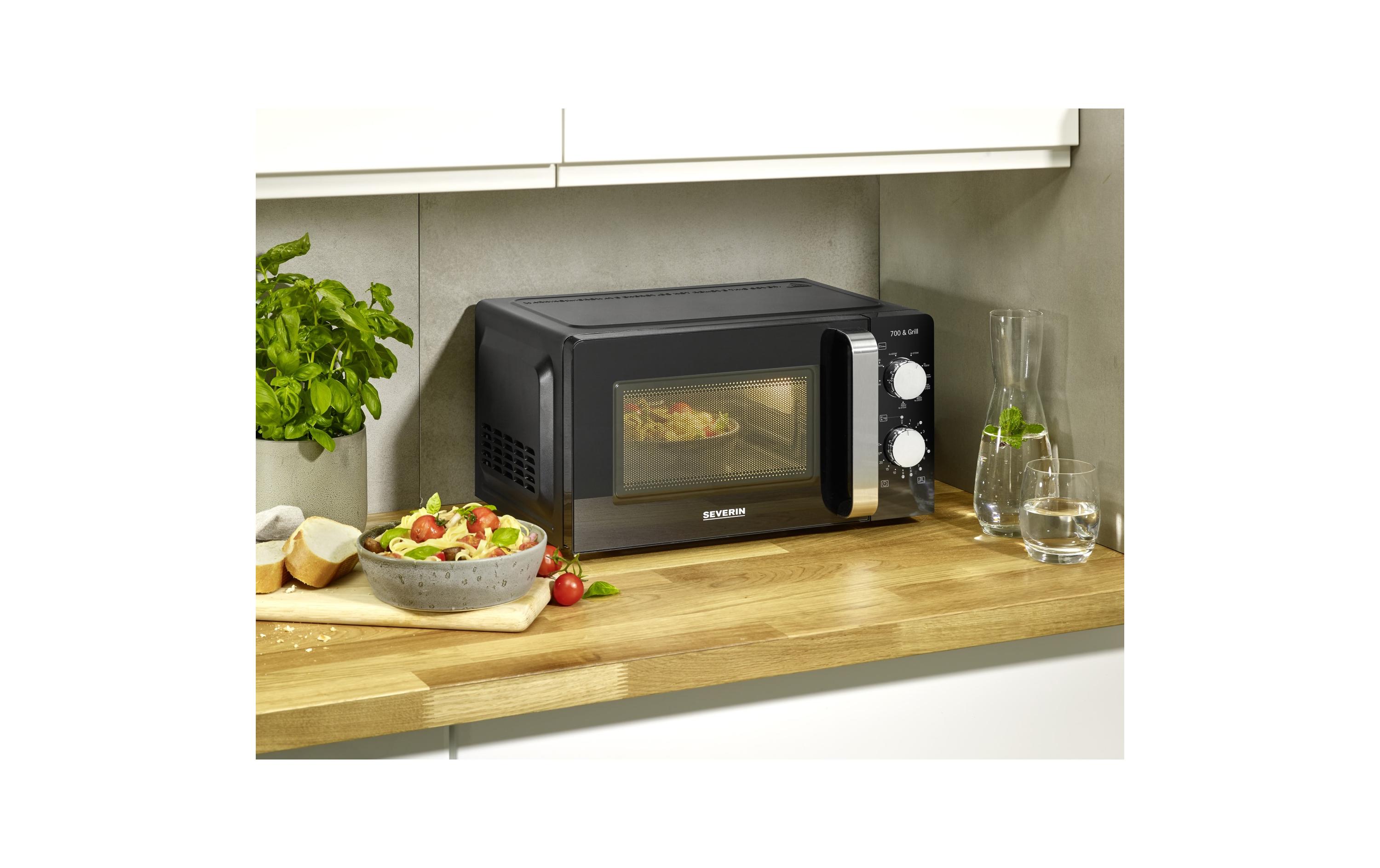 Severin Mikrowelle mit Grill MW 7781 Schwarz/Silber Severin Mikrowelle mit Grill MW 7781 Schwarz/Silber