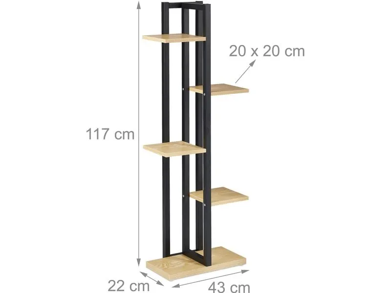 relaxdays Blumentreppe Stahl / MDF, Hellbraun / Schwarz, 117 cm relaxdays Blumentreppe Stahl / MDF, Hellbraun / Schwarz, 117 cm