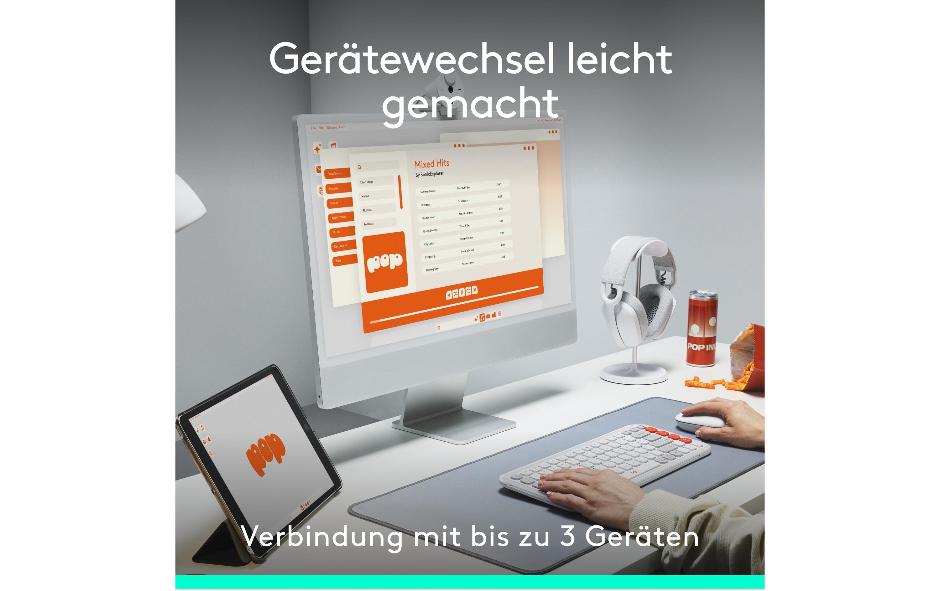 Logitech Tastatur-Maus-Set POP Icon Combo Off-white