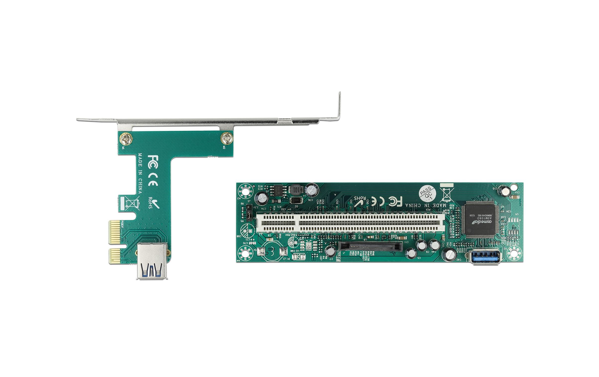 Delock PCI-E Riser Karte x1 zu 1 x PCI 32 Bit Slot mit 60 cm Kabel
