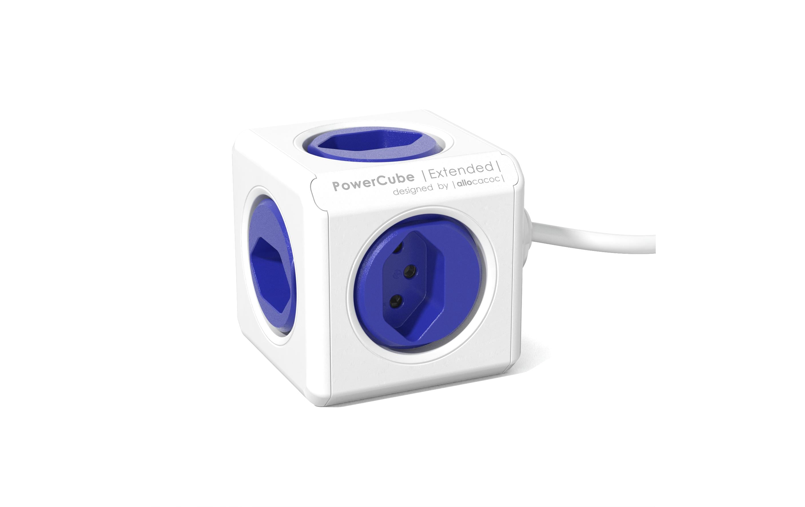 Allocacoc Tischsteckdosenleiste PowerCube Extended 5x T13 blau