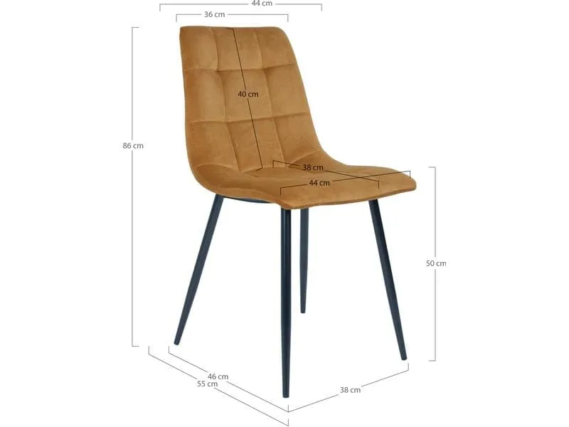 House Nordic Stuhl Middelfart 2 Stück, 86 x 55 cm, Schwarz/Senfgelb House Nordic Stuhl Middelfart 2 Stück, 86 x 55 cm, Schwarz/Senfgelb