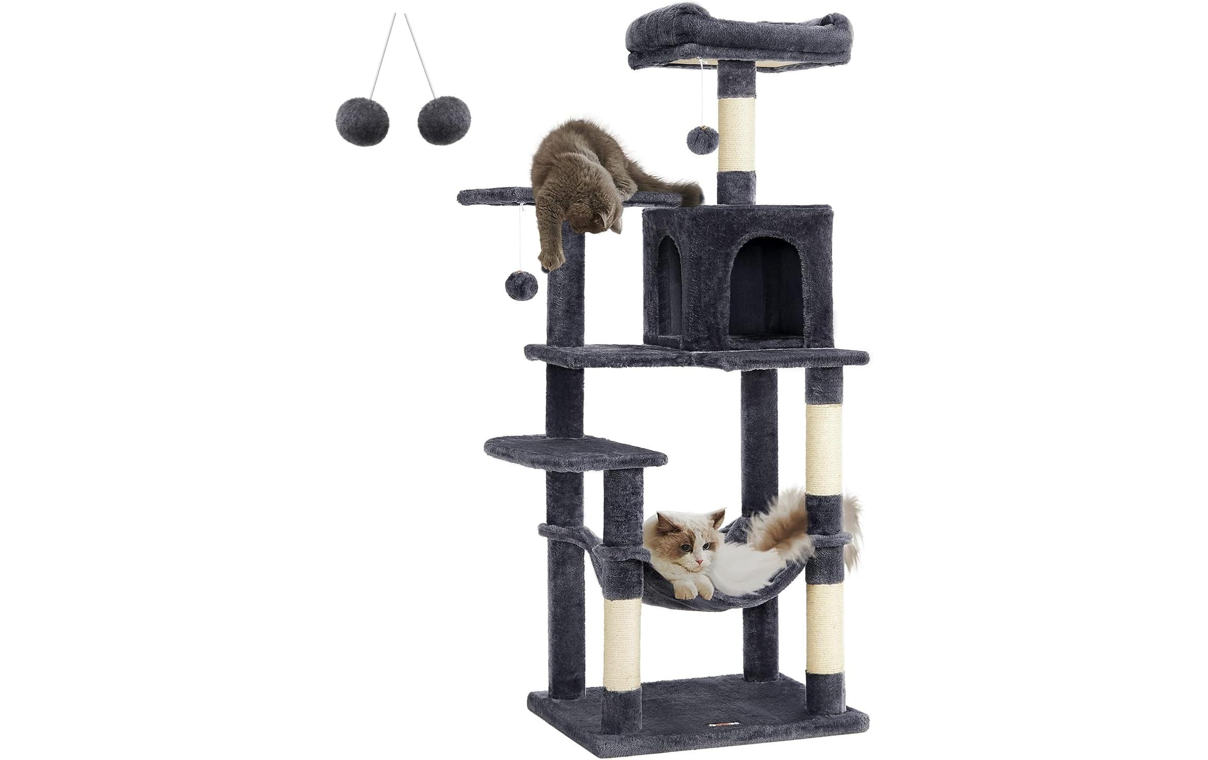 Feandrea Kratzbaum mit Hängematte dunkelgrau 55 x 45 x 143 cm Feandrea Kratzbaum mit Hängematte dunkelgrau 55 x 45 x 143 cm