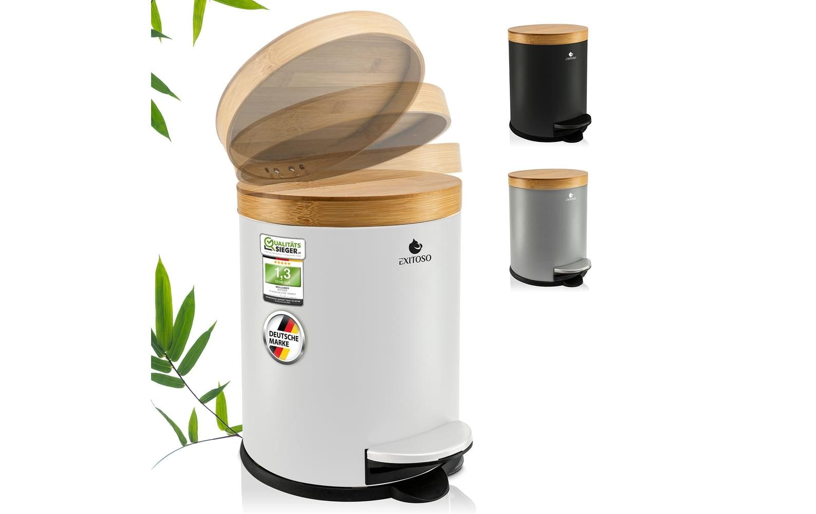 Exitoso Tretmülleimer mit Softclose-Deckel 5 l, Weiss