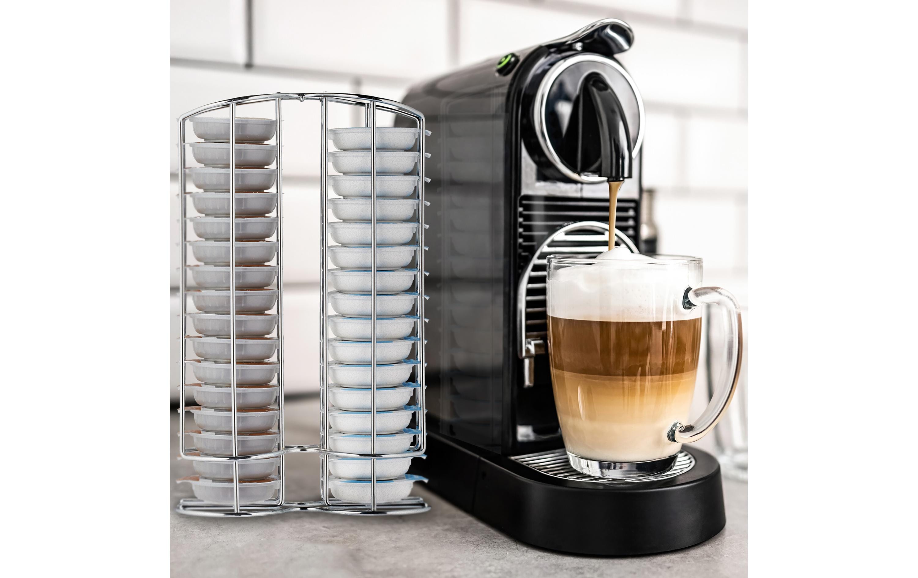 relaxdays Kapselspender Tassimo für 32 Kapseln, Silber