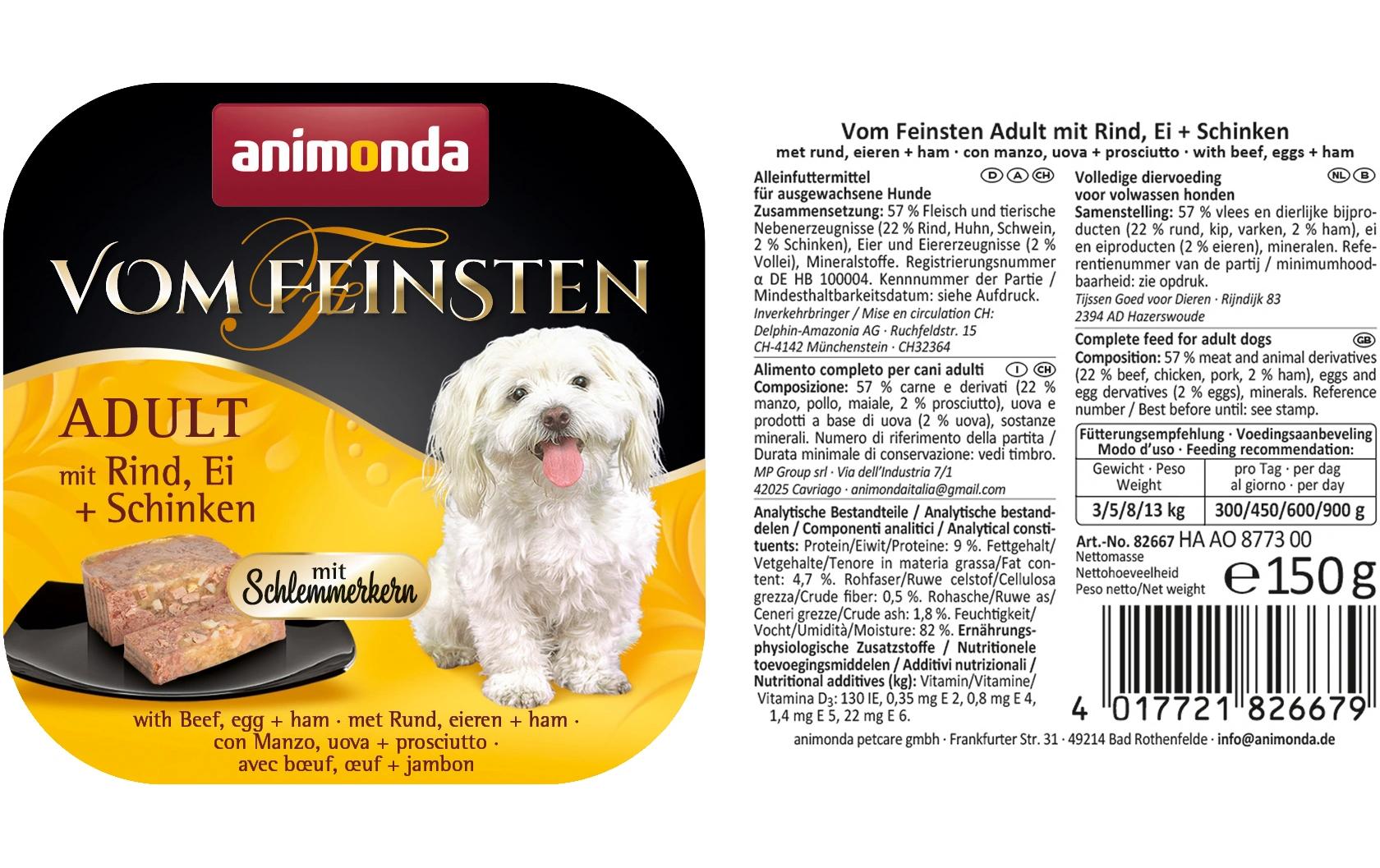 animonda Nassfutter Vom Feinsten, Schlemmerkern Rind/Schinken 150g
