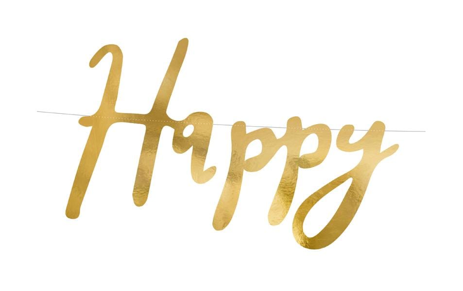 Partydeco Girlande Happy Birthday Gold, 16.5 x 62 cm