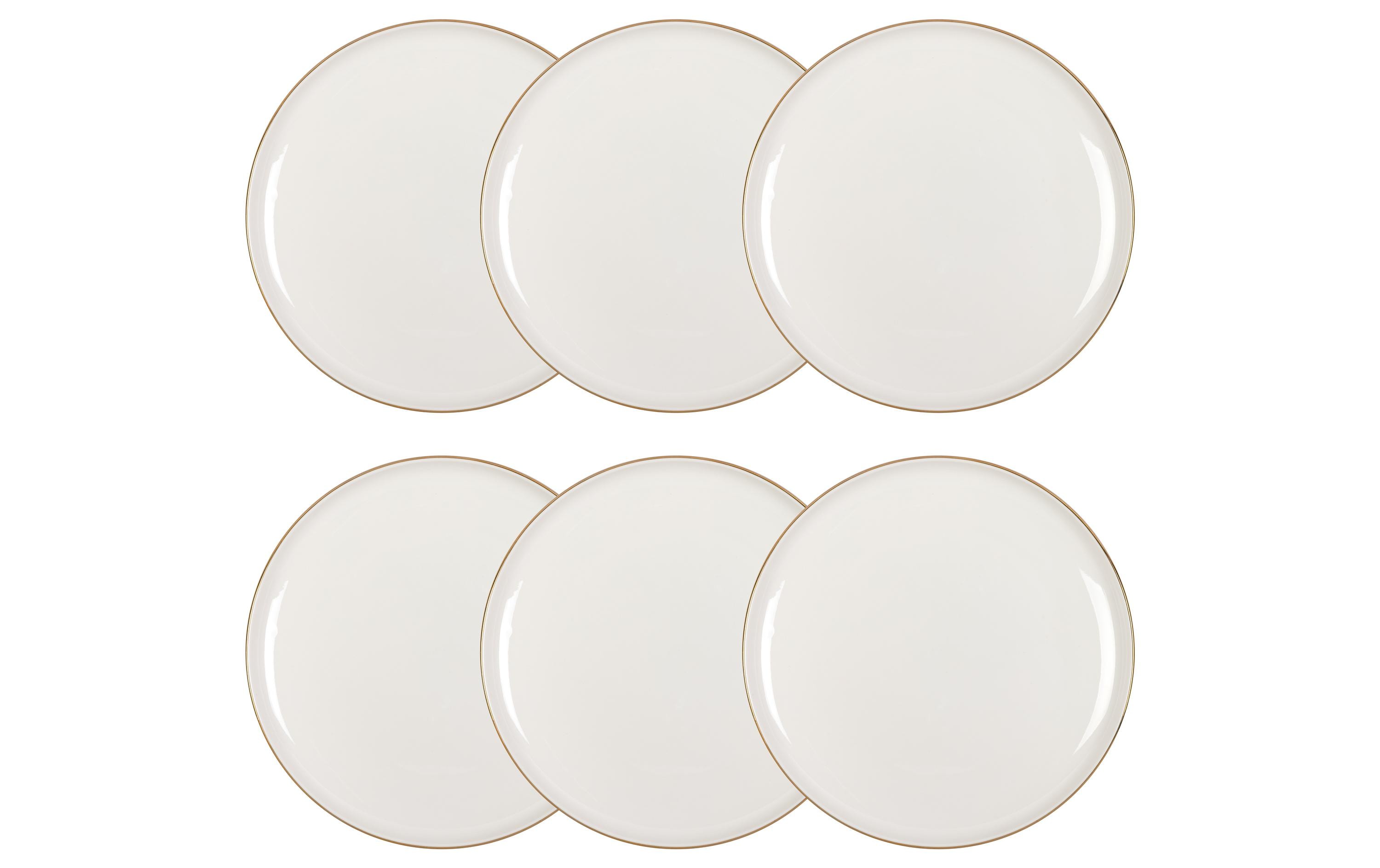 FURBER Frühstücks- & Dessertteller Ø 21 cm, 6 Stück, Weiss/Gold FURBER Frühstücks- & Dessertteller Ø 21 cm, 6 Stück, Weiss/Gold