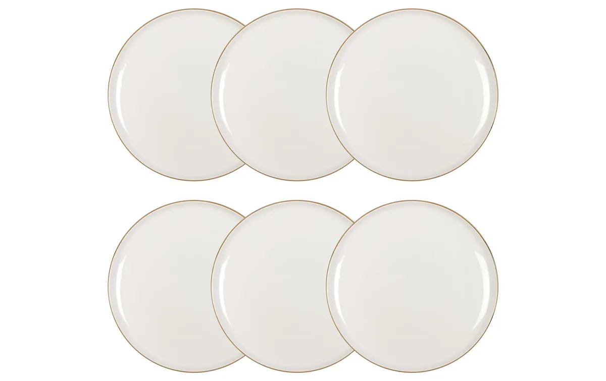 FURBER Frühstücks- & Dessertteller Ø 21 cm, 6 Stück, Weiss/Gold