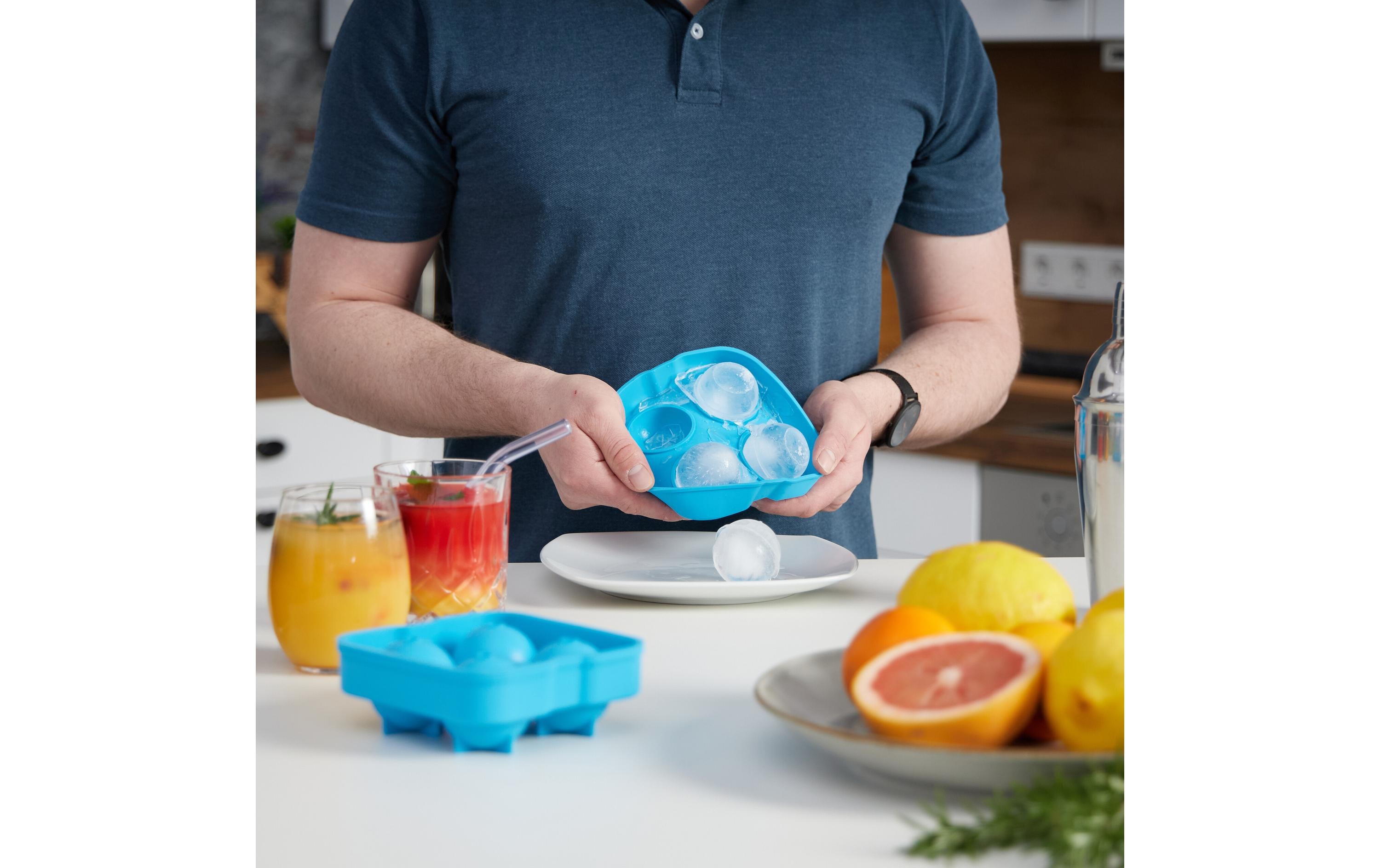relaxdays Eiswürfelform Kugel 2 Stück, Blau