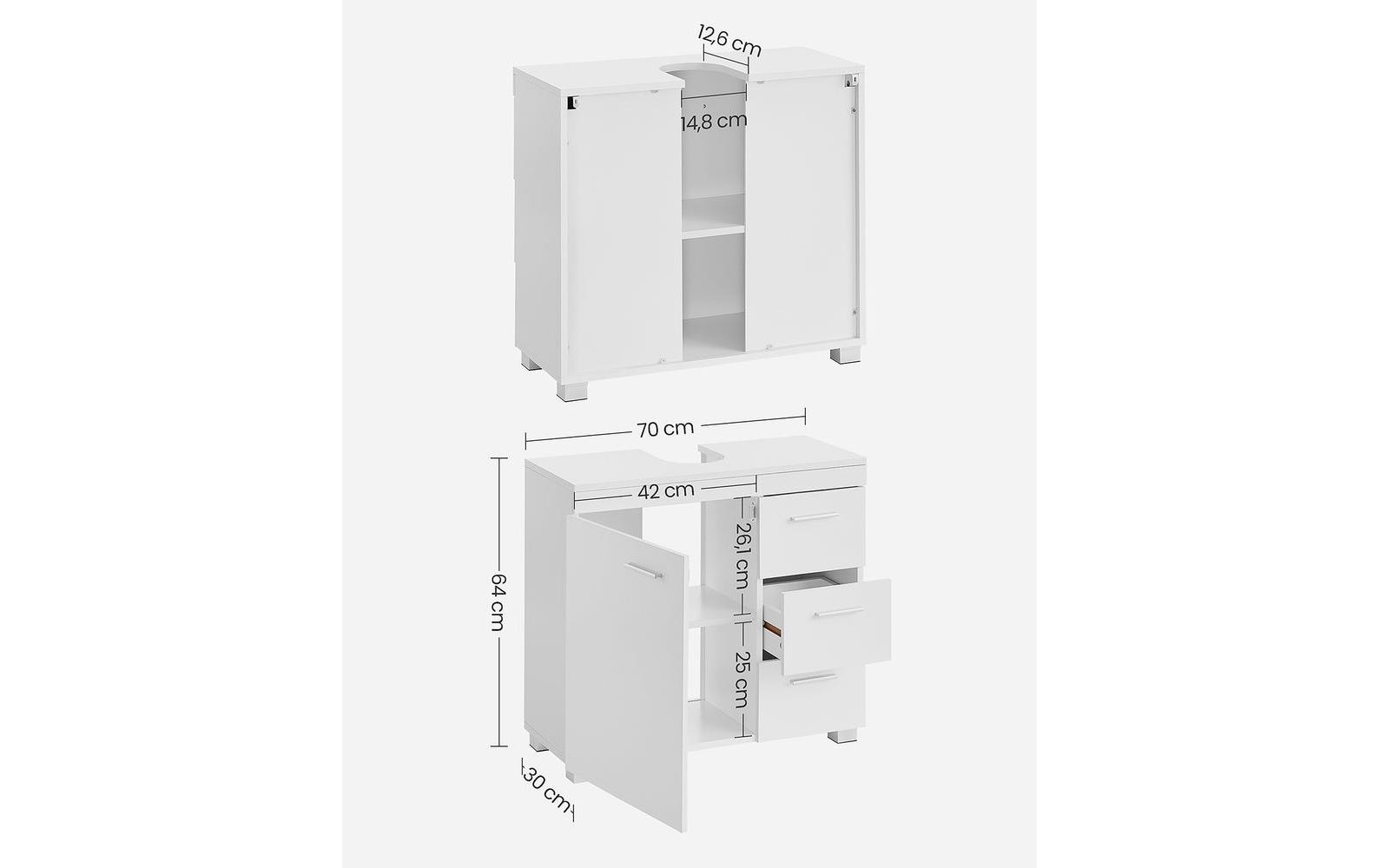 VASAGLE Badezimmerregal 64 x 70 cm, Weiss