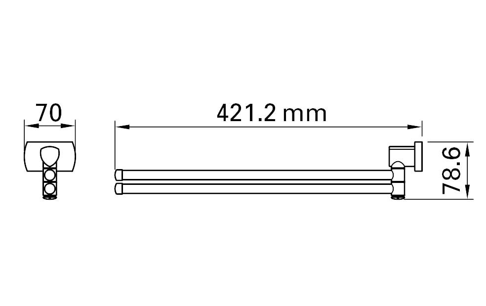 BIASCA Handtuchhalter 2-armig 42 cm, schwarz matt