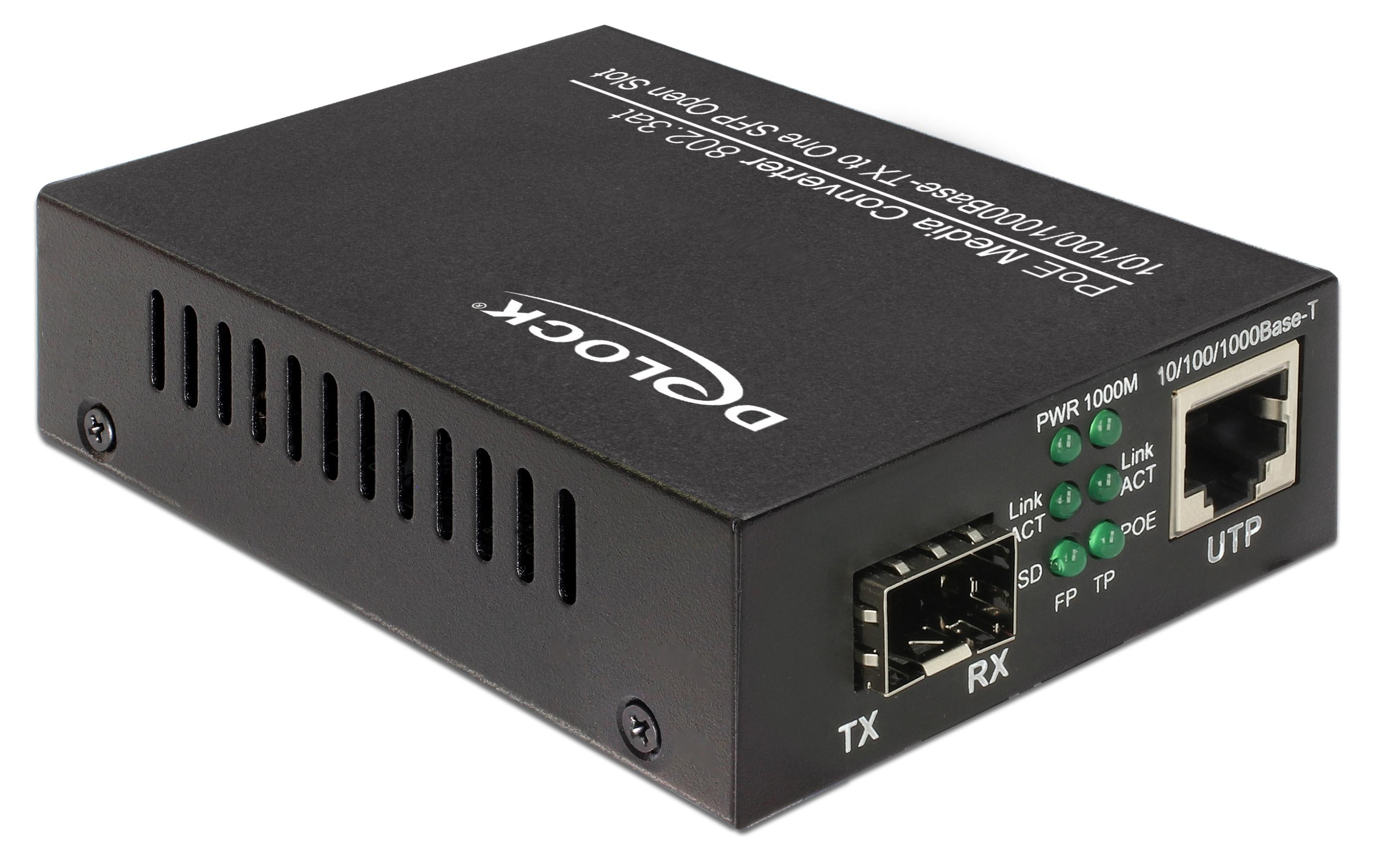 Delock Medienkonverter SFP - RJ45 1Gbps mit PoE+ Delock Medienkonverter SFP - RJ45 1Gbps mit PoE+