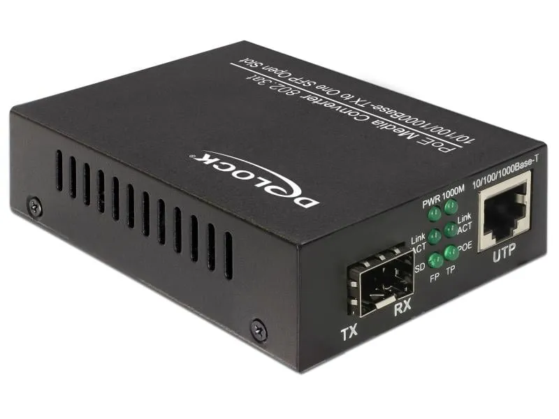 Delock Medienkonverter SFP - RJ45 1Gbps mit PoE+