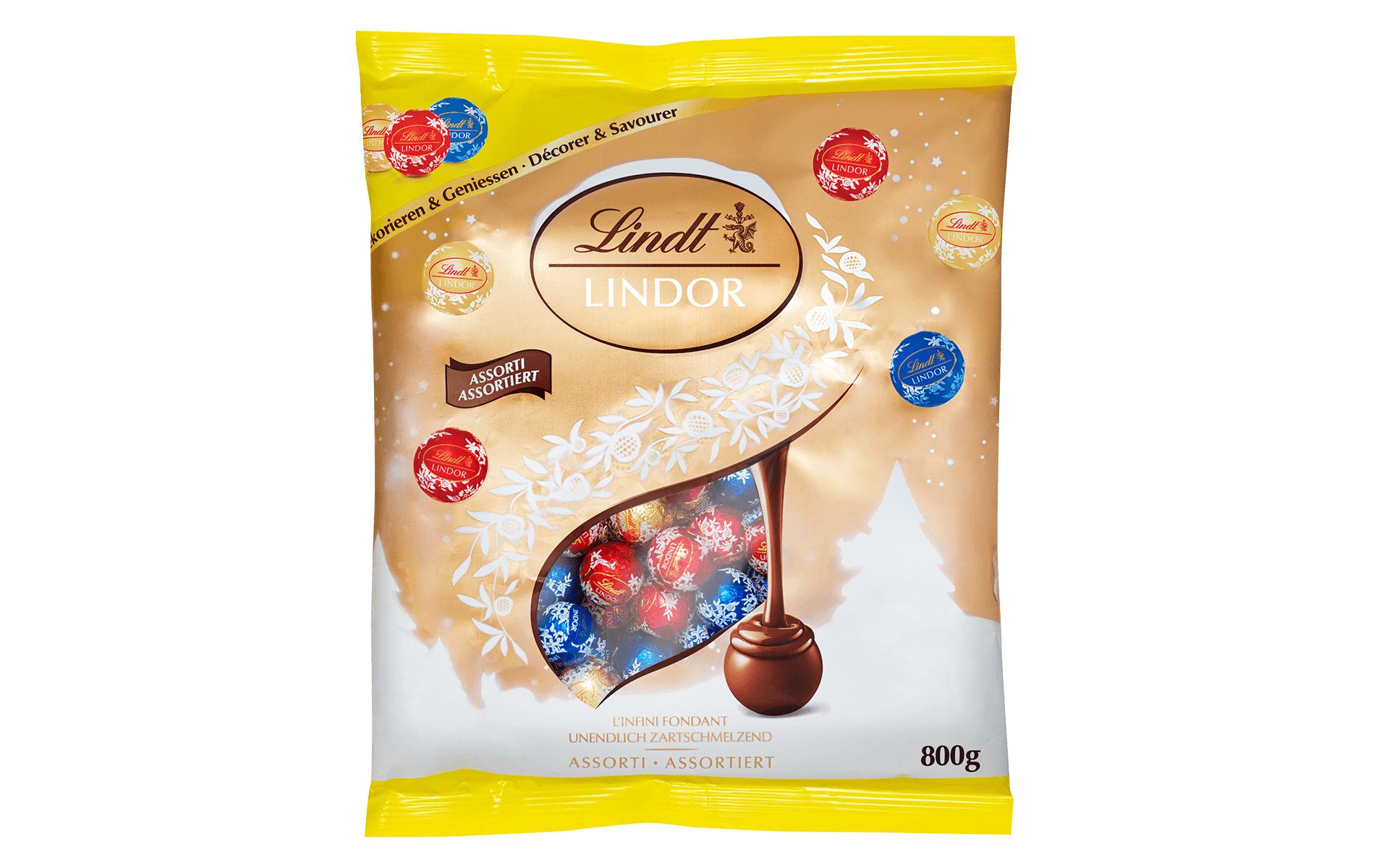 Lindt Schokoladen-Pralinen Lindor Mini Kugeln Weihnachten 800 g