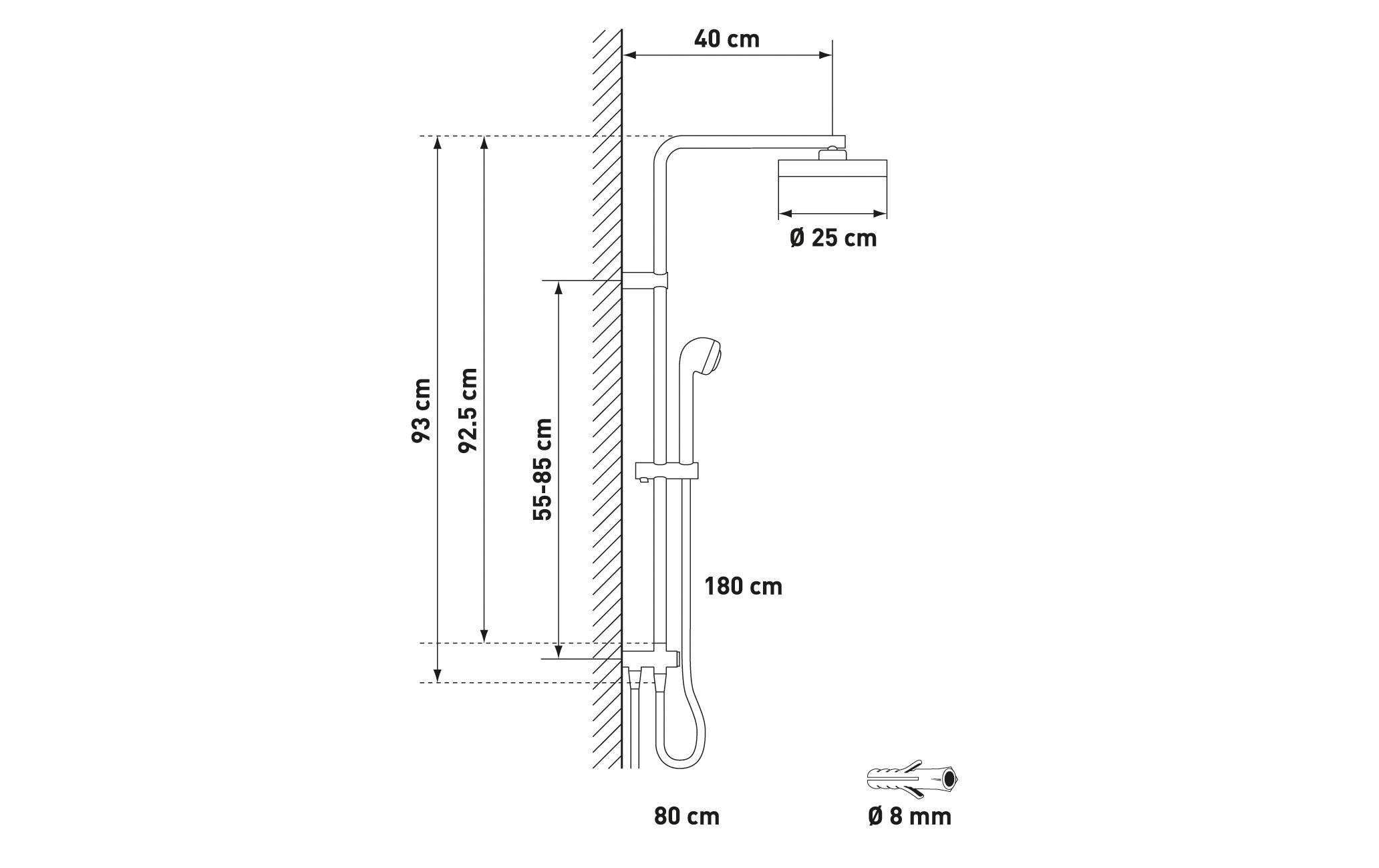 diaqua® Duschsystem Wakuda Push, Schwarz matt