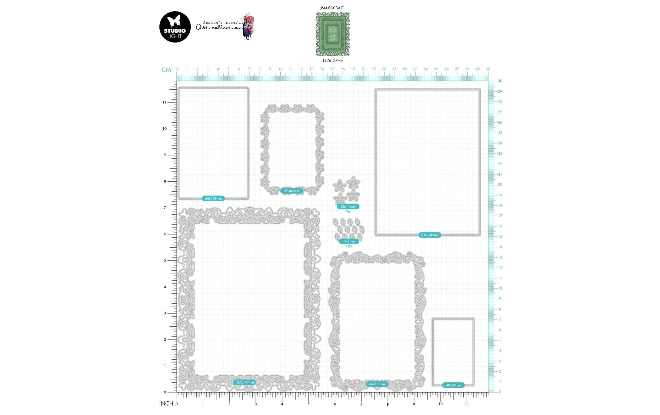 Studio Light Stanzschablone Ornamentrahmen 137x177x1 mm, 8 Stück Studio Light Stanzschablone Ornamentrahmen 137x177x1 mm, 8 Stück