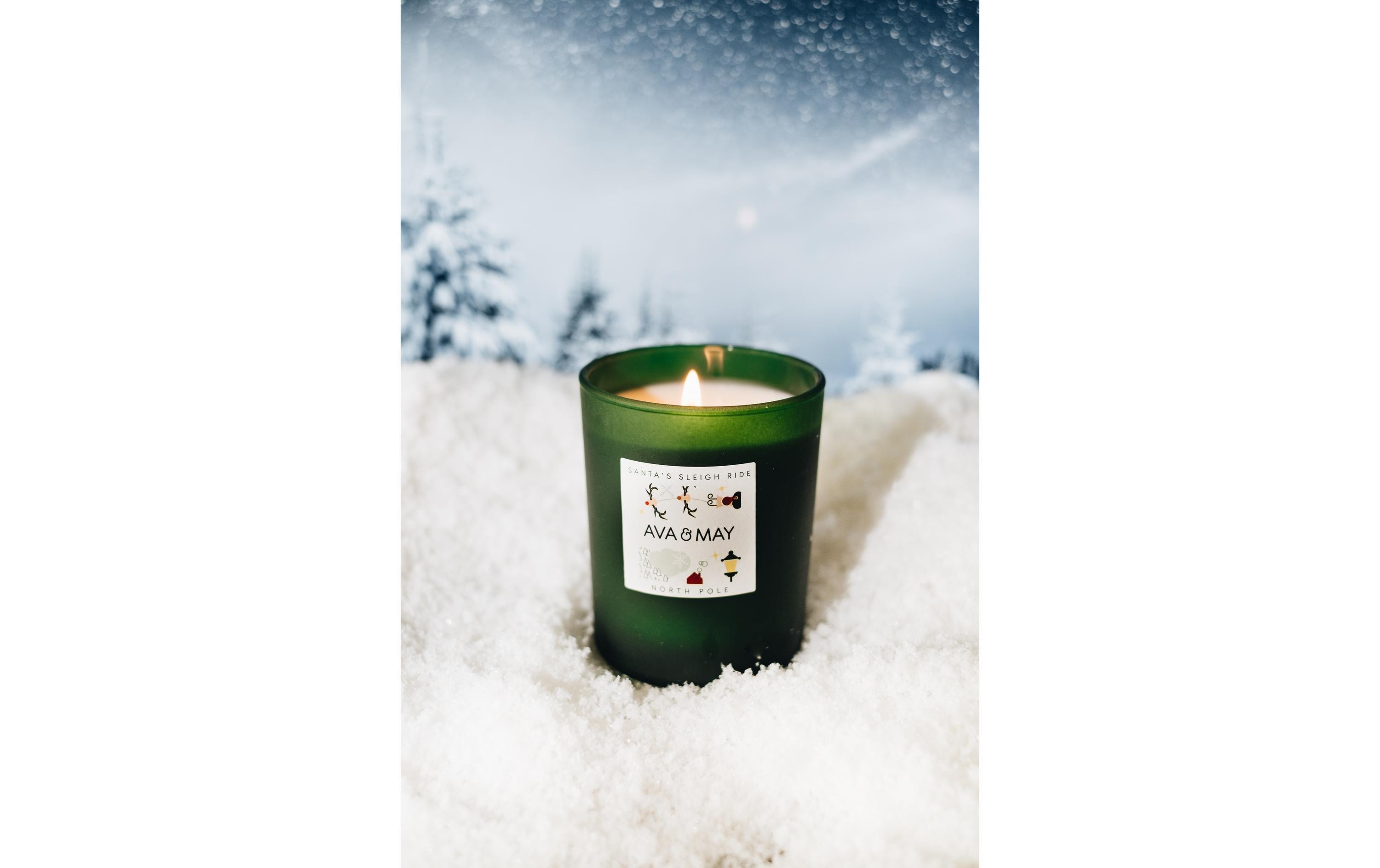 AVA & MAY Kerzenglas Santa's Sleighride, Grün