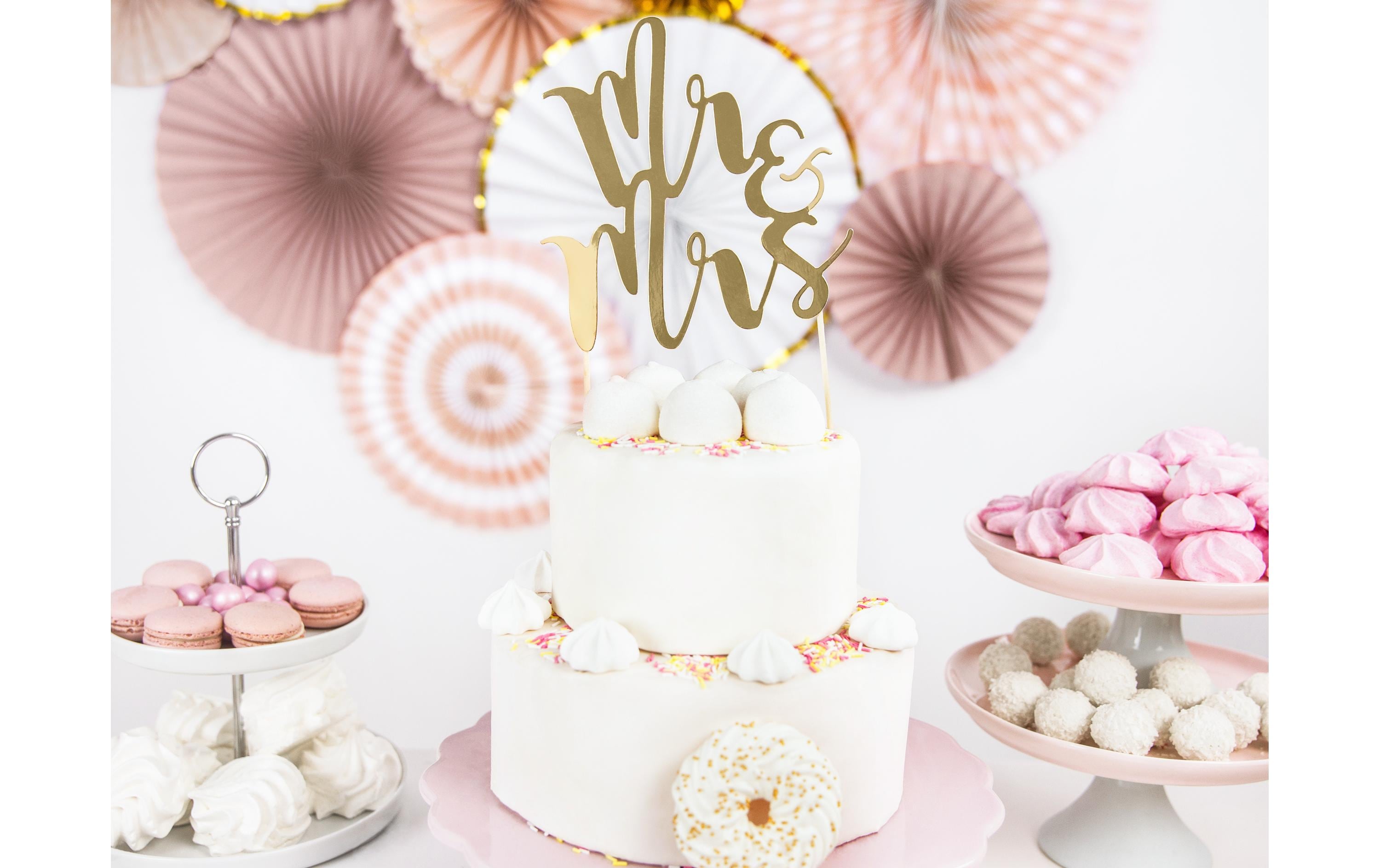 Partydeco Kuchen-Topper Mr & Mrs 25.5 cm, 1 Stück, Gold