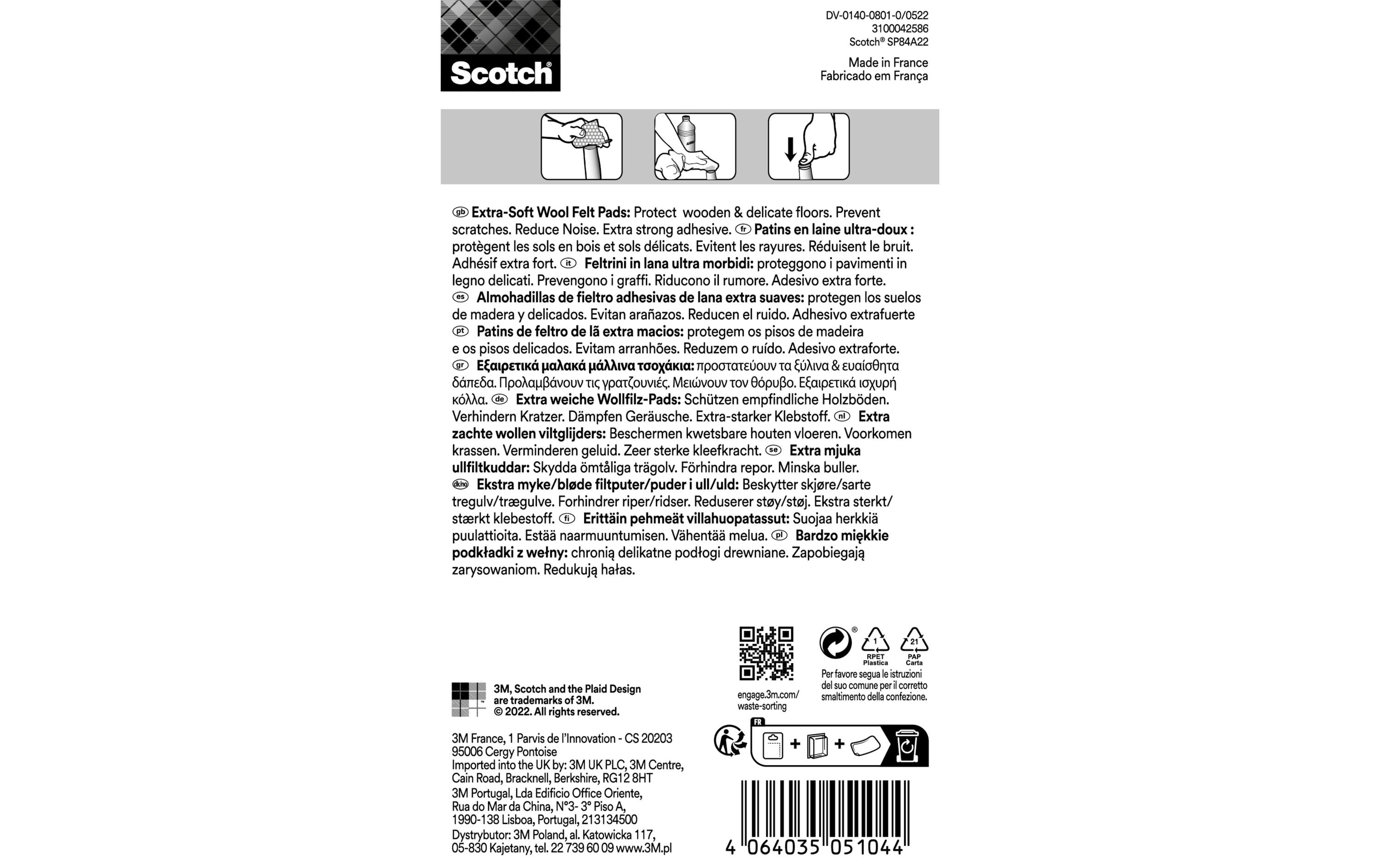 3M Filzgleiter Extra-Soft, Ø 34 mm, Beige, 4er Pack