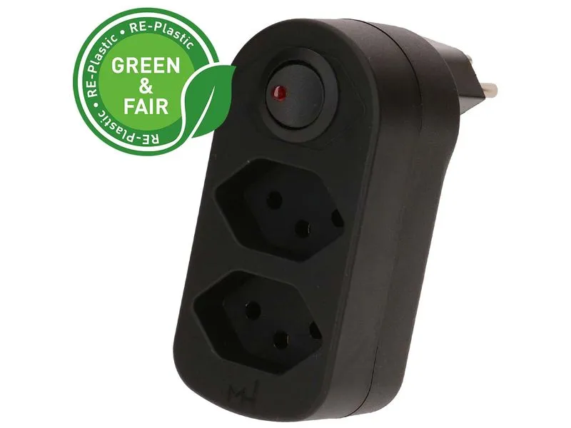 Max Hauri Mehrfachstecker ADAPT 2x Typ 13 drehbar Schalter Green+Fair Max Hauri Mehrfachstecker ADAPT 2x Typ 13 drehbar Schalter Green+Fair