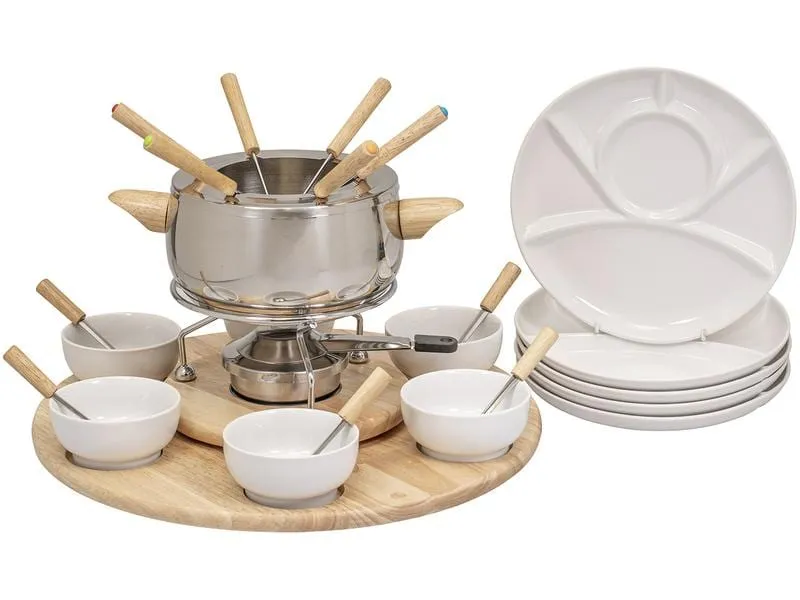 Kadastar Fleischfondue-Set Claudia 29 Teile, Braun/Edelstahl/Weiss