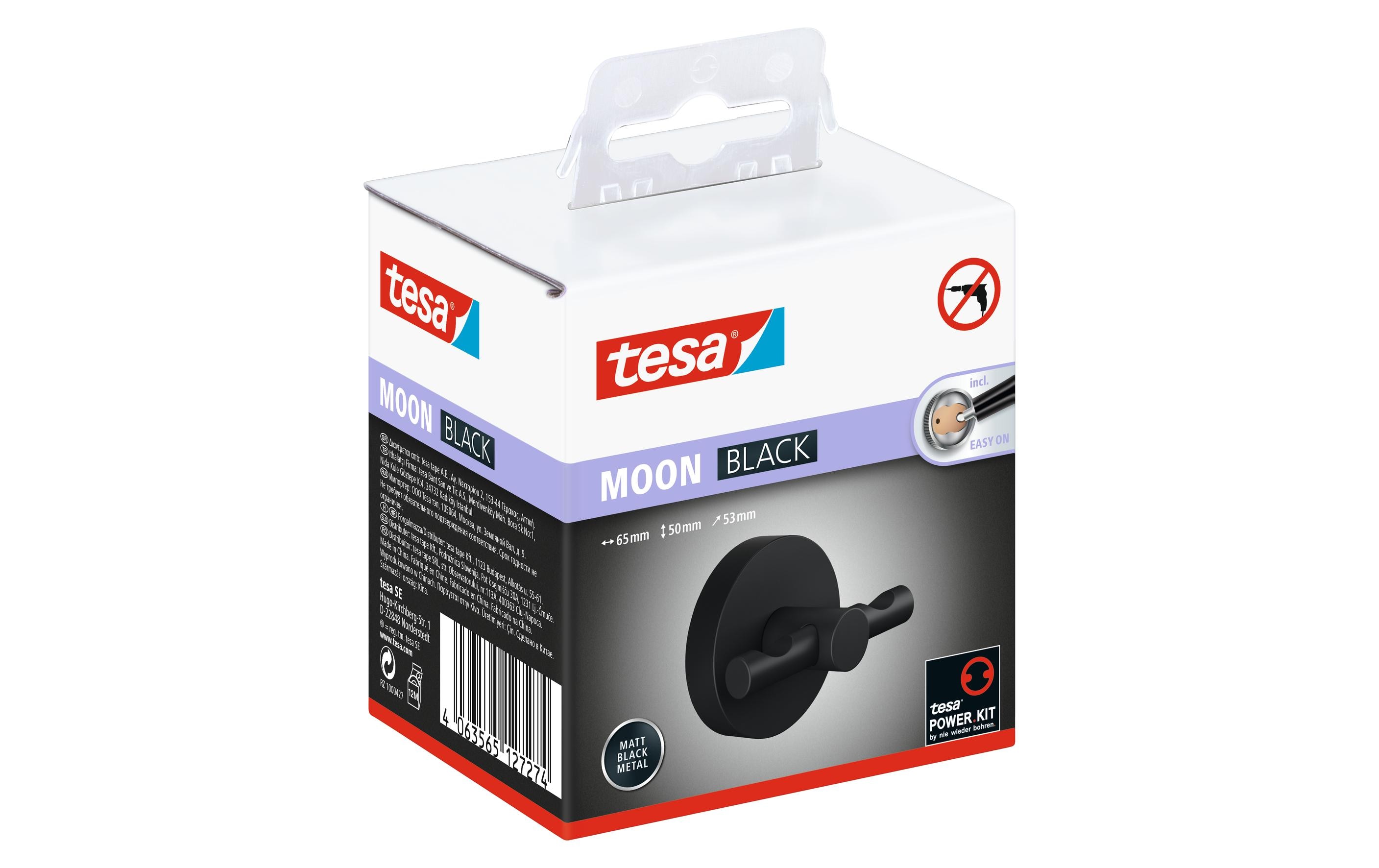 tesa Bademantelhaken Moon Black, Schwarz tesa Bademantelhaken Moon Black, Schwarz