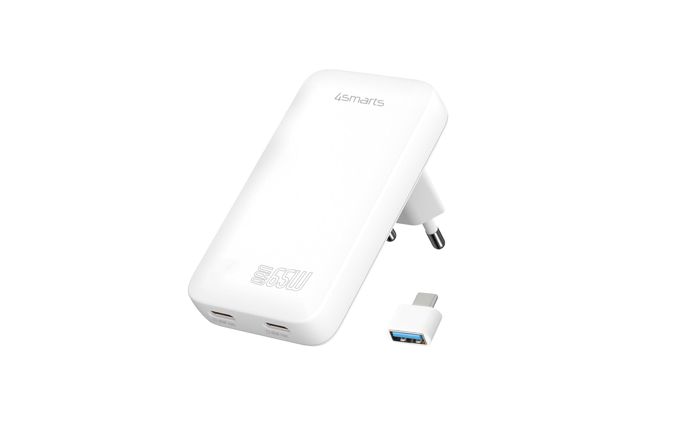 4smarts Netzladegerät FlatPlug Slim Dual 65W GaN 2C, weiss 4smarts Netzladegerät FlatPlug Slim Dual 65W GaN 2C, weiss
