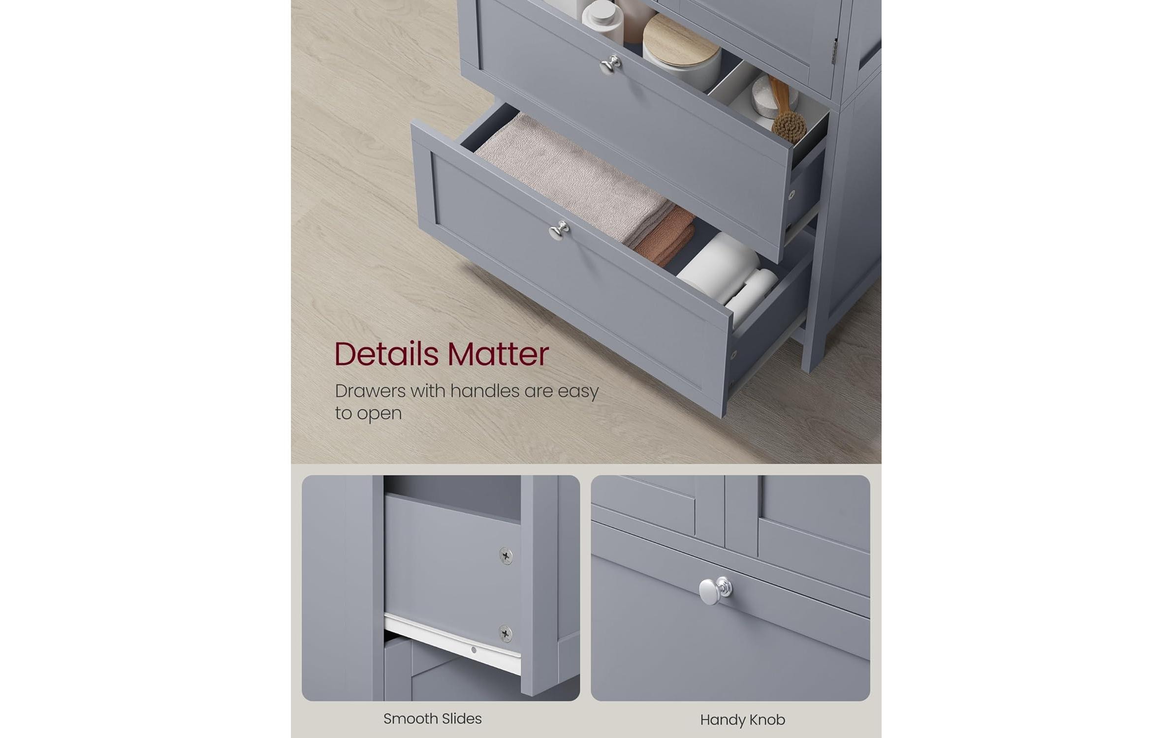 VASAGLE Kommode in Landhausstil 60 x 110 cm, Grau