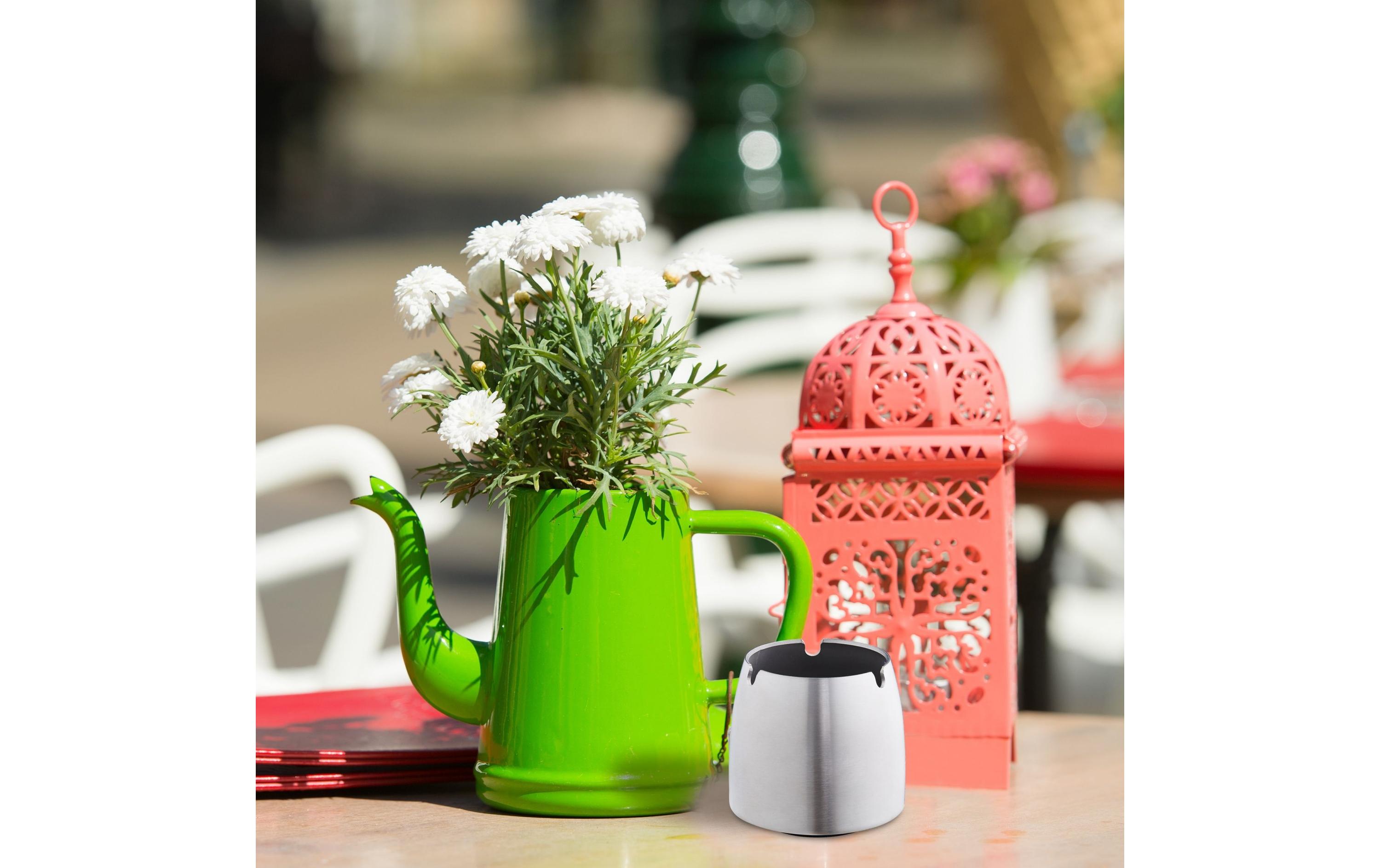 relaxdays Aschenbecher Edelstahl Silber