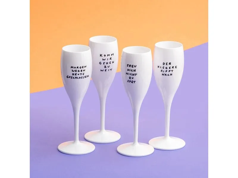 Koziol Sektglas Spruchreif 100 ml, 4 Stück, Weiss