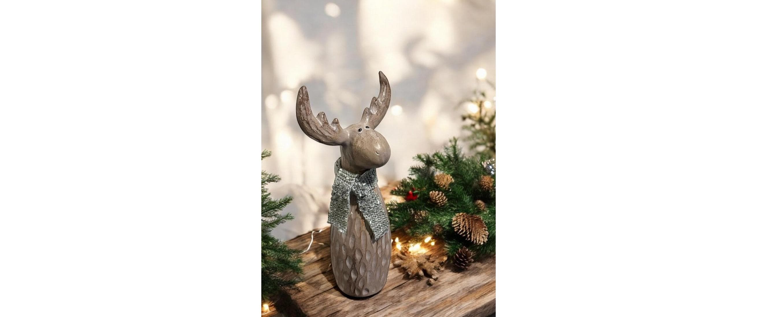 Dameco Weihnachtsfigur Elch mit Schal 26 cm, Braun