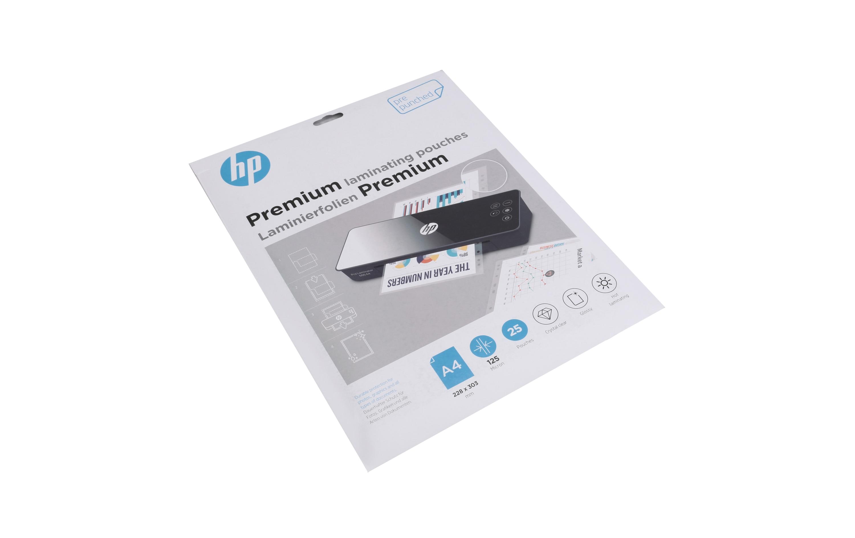 HP Laminierfolie Premium A4, 125 µm, 25 Stück, Glänzend