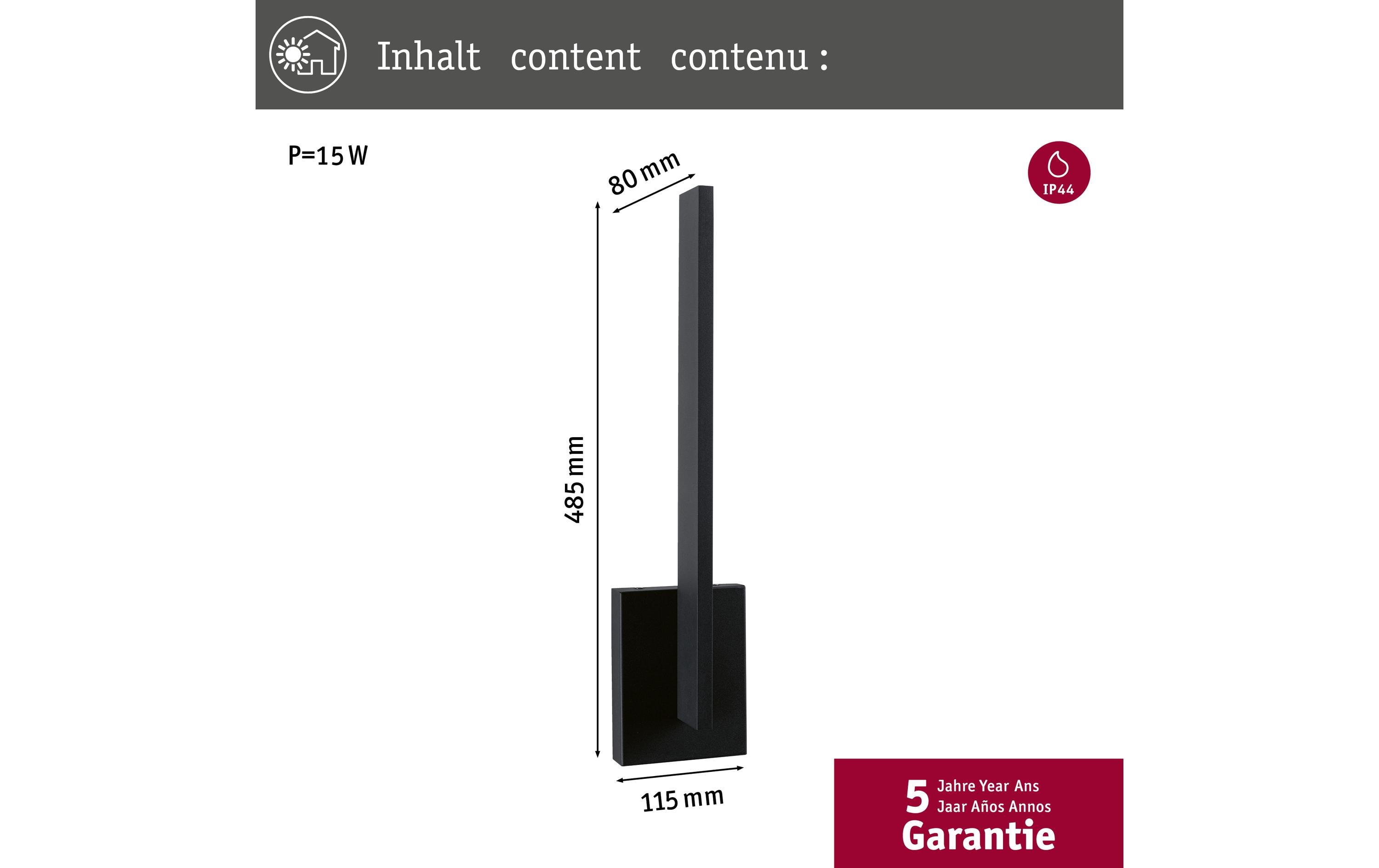 Paulmann Wandleuchte Levka, 3000K, 13.5W, Anthrazit